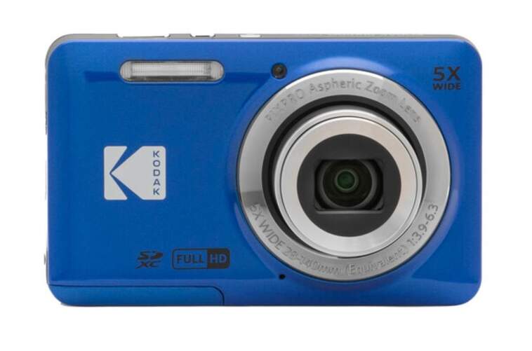 Cámara Kodak FZ55BL Azul - 16 MP, Zoom Óptico x5, imagenes 4K, videos 1080p, 63 MB internos