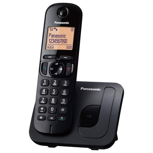 Teléfono Inalámbrico Panasonic KX-TGC210 SPB Negro - Agenda 50, 120 Canales, Bloqueo Llamadas