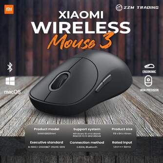 RATON XIAOMI INALAMBRICO MOUSE 3 NEGRO