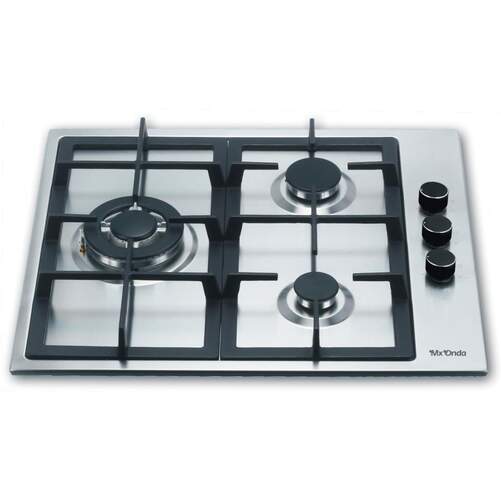 Encimera de gas MxOnda MXPG2200X - 3 Fuegos, Forja, Inox