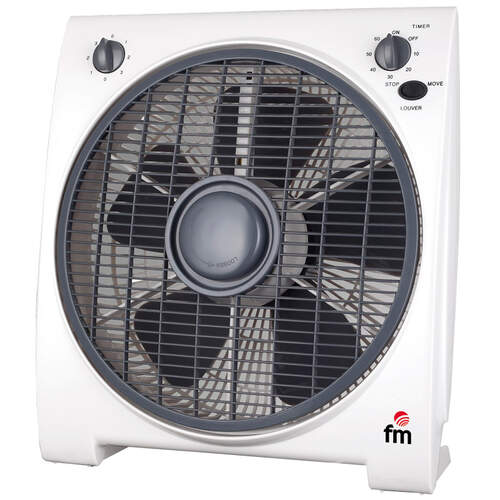Ventilador BOX FM BF4 - 45W, 30cm, 3 Potencias, Temporizador 2 horas, Blanco