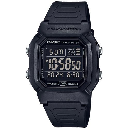 Reloj Casio Collection Hombre W-800H-1BVES - Negro, fondo negro con dígitos claros, resistente agua
