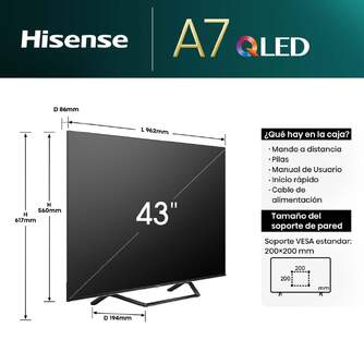 TV HISENSE 43%%%quot; 43A7NQ QLED UHD SMART TV HDR10 
