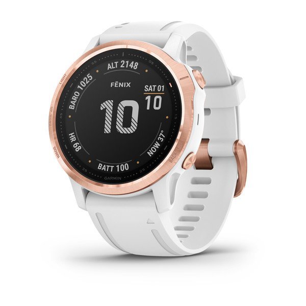 Garmin Fēnix ​​6s pro reloj gps multideporte con mapas frecuencia y sensores oro rosa correa blanca deportivo fenix 6s bluetooth hasta 9 autonomía 42mm goldblanco inteligente smartwatch 1.2 abc 305 42