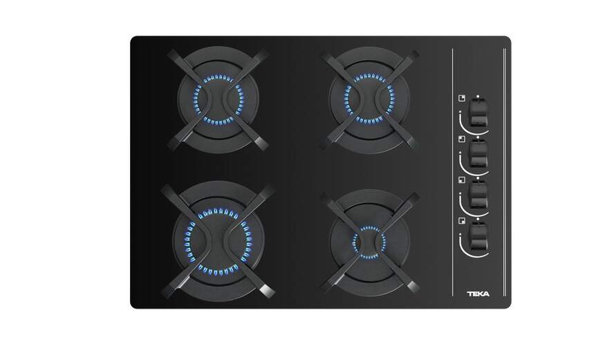Placa Gas Butano Teka GBC 64003 KBA - 4 Fuegos, 60cm, Cristal Negro, Autoencendido, Termopar