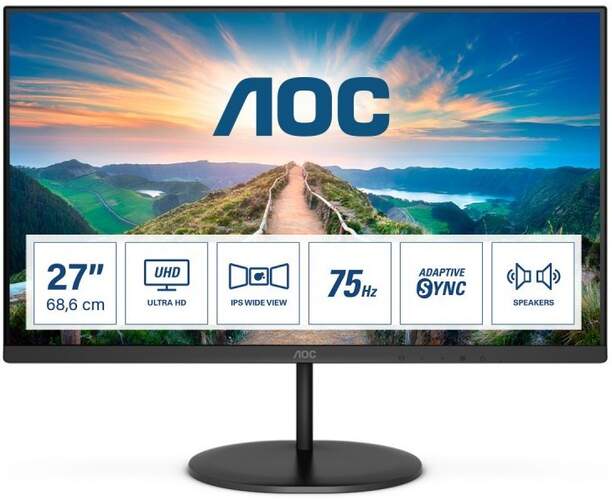 Monitor 27" AOC U27V4EA - UHD 4K, IPS, 75hz, 4ms, Adaptive Sync, HDMI, Altavoces 2W