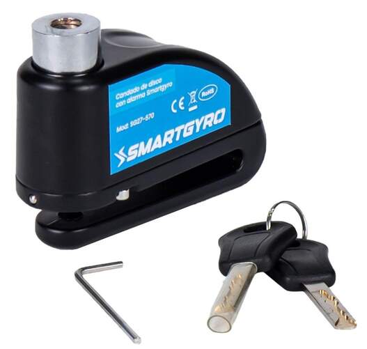 Sistema antirrobo Smartgyro Cepo Disco de freno con alarma - 2 llaves, para patinetes y bicicletas