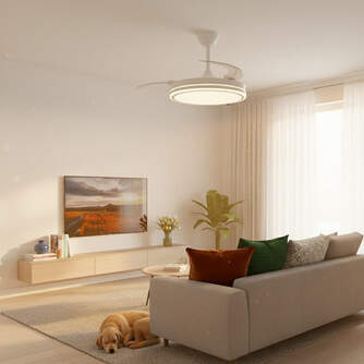 VENTILADOR TECHO CRISTAL NIGHT ECO RETRAC 48W WH