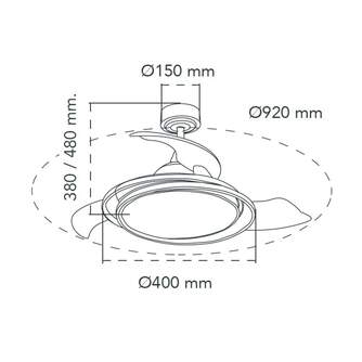 VENTILADOR TECHO CRISTAL ANTILA MINI RGB WH RETRAC