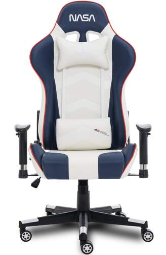 SIlla Gaming Nasa Supernova - Azul y blanca, respaldo ajustable, reposabrazos ajustables 2D