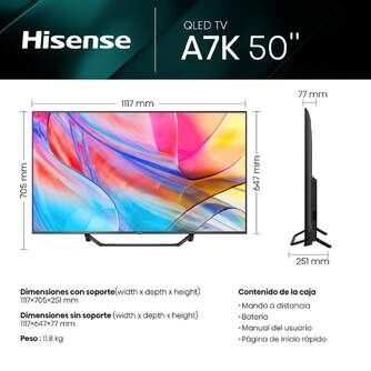 TV HISENSE 50%%%quot; 50A7KQ UHD QLED SMART TV HDR10 