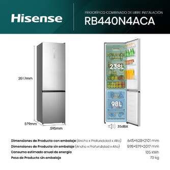 FRICOM. HISENSE RB440N4ACA 202x60x58 NF INOX
