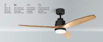 VENTILADOR TECHO UFESA NEPAL NEGRO/HAYA 132CM LED