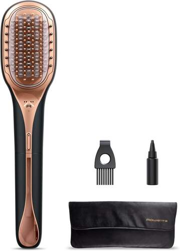 Cepillo Reparador Rowenta CF9940 - Thermal Care, 750 W, Pro Keratin, Negro, Oro Rosado