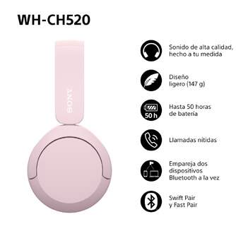 AURICULARES SONY WHCH520P BT DSEE ROSA