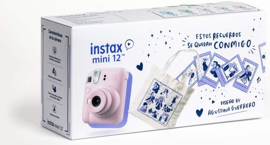 Cámara Fujifilm Instax Mini 12 Rosa - Incluye 10 films y bolsa