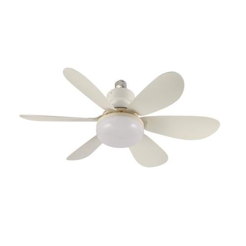 Ventilador Techo CristalRecord Nikiya - 18W, Fácil Instalación E27, Temporizador, Led, Rosca, Blanco
