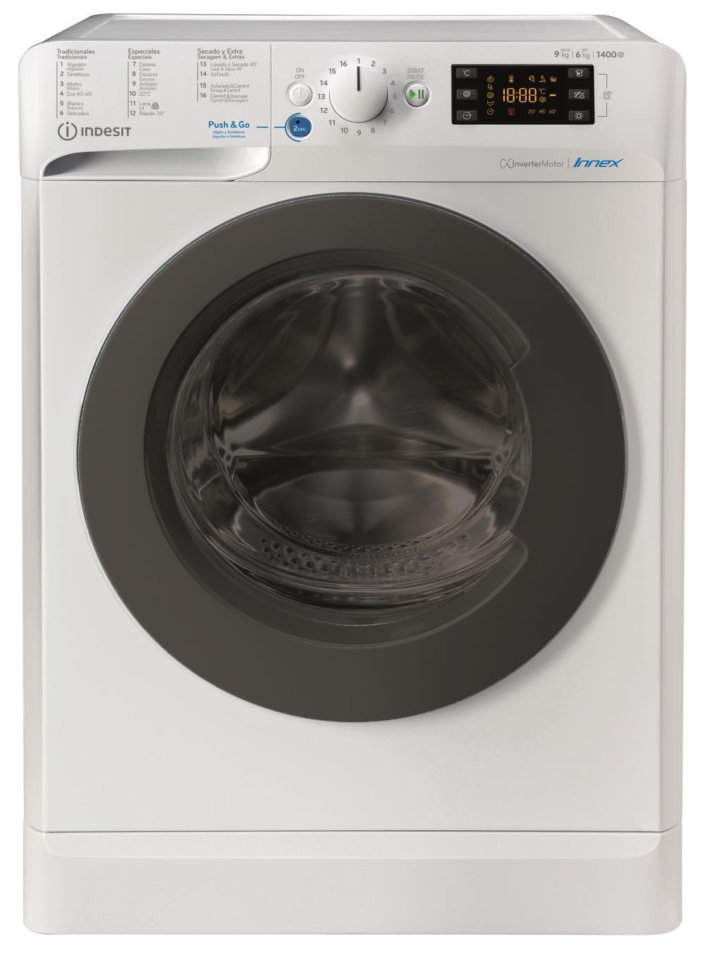 Lavadora Secadora Indesit BDE961483XWKSPTN - D, Lava 9kg