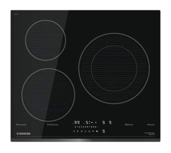 Placa Inducci&oacute;n Nodor IHN6286BK - 3 Zonas, 7100 W, 9 Potencias, Vidrio, Negro
