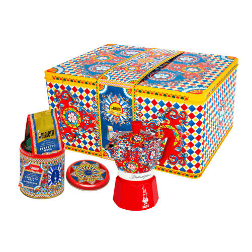 Set Cafetera Moka y caf&eacute; Dolce & Gabbana Bialetti - Capacidad 3 Tazas, Rojo