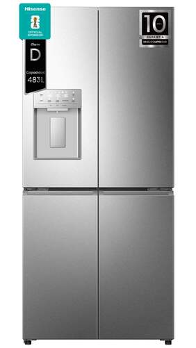 Frigor&iacute;fico Americano 4 Puertas Hisense RQ5P470SYID - 483 L, 179x80cm, Dispensador, Clase D, Inox