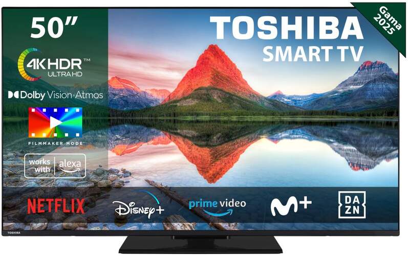 TV 50" Toshiba 50UV3463DG - 4K Ultra HD, Smart TV VIDAA, 20 W, Peana central