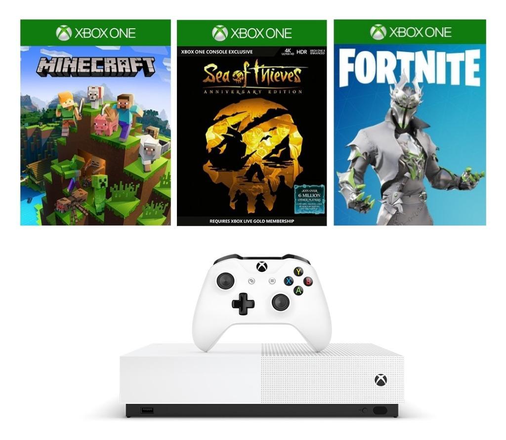 Xbox One 1tb digital +fortnite sot minecraft consola edition solo juegos blanca y sea of thieves alldigital mando battle royale 1 refresh 3 microsoft 1000