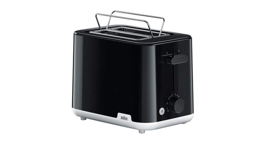 Tostadora Braun HT1010BK - 900W, 2 Ranuras, Accesorio Panecillos, 8 Ajustes, Negro