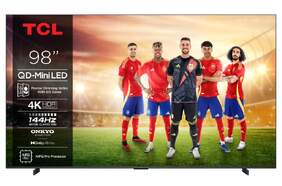 TV TCL 98" QD MiniLED 98C6K - 4K Ultra HD, Google TV, sonido ONKYO 60 W, 144Hz, HDR10+