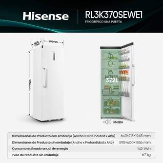 FRI. HISENSE RL3K370SEWE1 186x60x60 1P NF BCO KFIT
