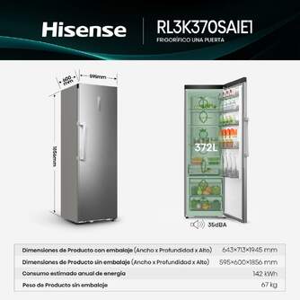 FRI. HISENSE RL3K370SAIE1 186x60 1P NF INOX KFIT