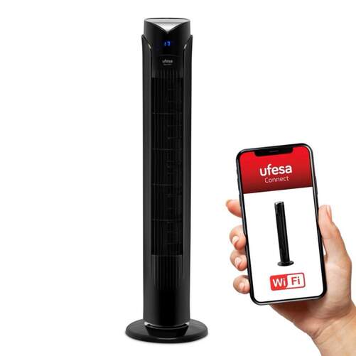 Ventilador Torre Ufesa Oslo WiFi - 45W, 81cm, Temporizador, 3 Velocidades, Oscilante