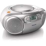 Radiocasette Philips AZ127/12  - Radio FM, Reproductor de CDs, Dynamic Bass Boost, Plata