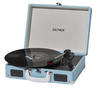 TOCADISCOS DENVER VPL-120 AZUL MALETIN ALTAVOCES