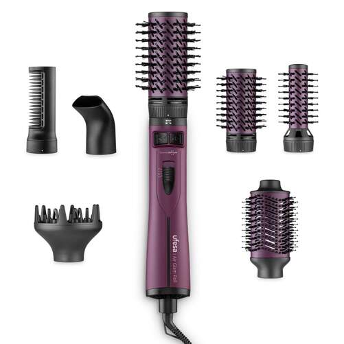 Moldeador Ufesa Air Glam Roll - 1200 W, Sistema rotativo GlamSpin, 2 velociades, 2 temperaturas