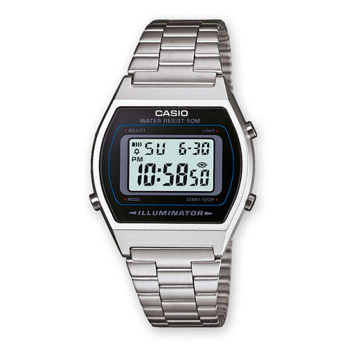 Reloj Casio Vintage Edgy B640WD-1AVEF - Plateado, esfera digital, cronómetro, iluminación LED