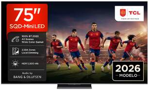 TV TCL 75" SQD MiniLED 75C8L - 4K Ultra HD, GoogleTV, 144 Hz, Bang & Olufsen 240W, HDR10
