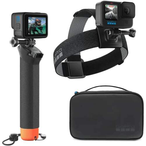 Accesorio GoPro Adventure Kit 3.0 - Empuñadura flotante, soporte de clip, arnés de cabeza, maletín
