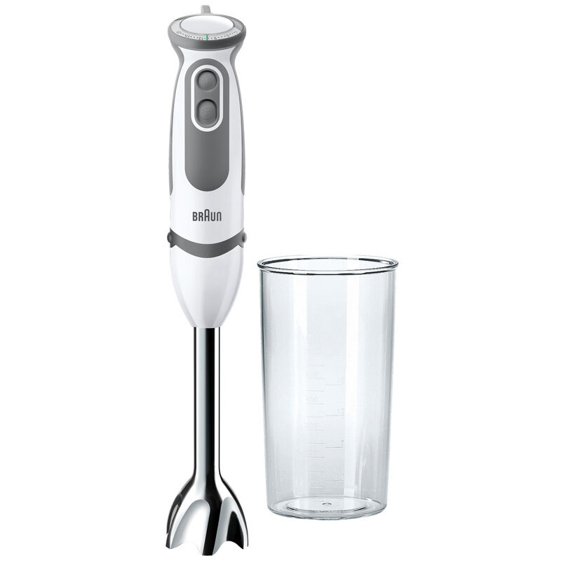 Batidora Braun Miniprimer MQ5000WH Soup - 750W, 2 Velocidades, Vaso Medidor, Pie y cuchillas acero