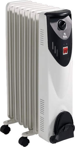 Radiador Aceite FM RW-15 - 1500 W, 7 Elementos, Termostato Seguridad, Recogecables
