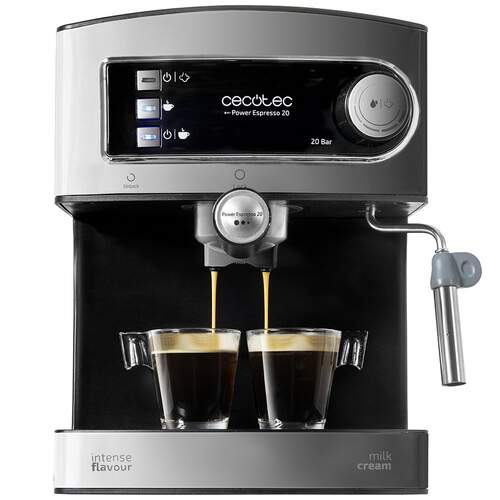 Cafetera Cecotec Power Espresso 20 - 850W, 20 Bares, 1.5L, Calientazas, Vaporizados int.