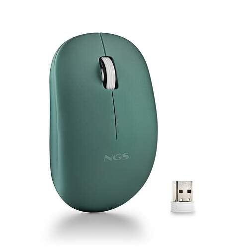 Rat&oacute;n Inal&aacute;mbrico NGS Wireless FOG Pro Verde - &Oacute;ptico, 2.4Ghz, USB, 1000 dpi, 2 Botones + Rueda