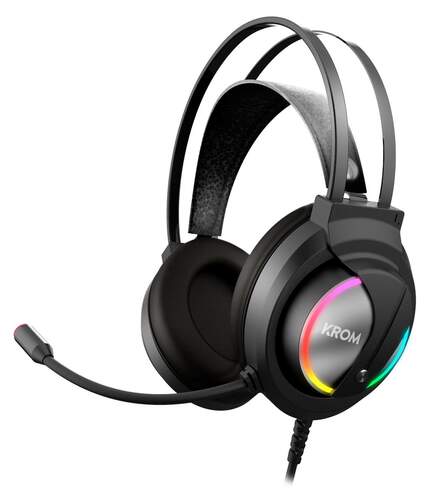 Auriculares Gaming Krom Kappa - Iluminaci&oacute;n LED RGB, micr&oacute;fono flexible, ligeros, driver 50mm