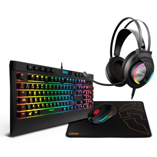Kit Gaming Krom Knout Teclado+Ratón+Auriculares - Anti-ghosting, 6400 DPI, Estéreo