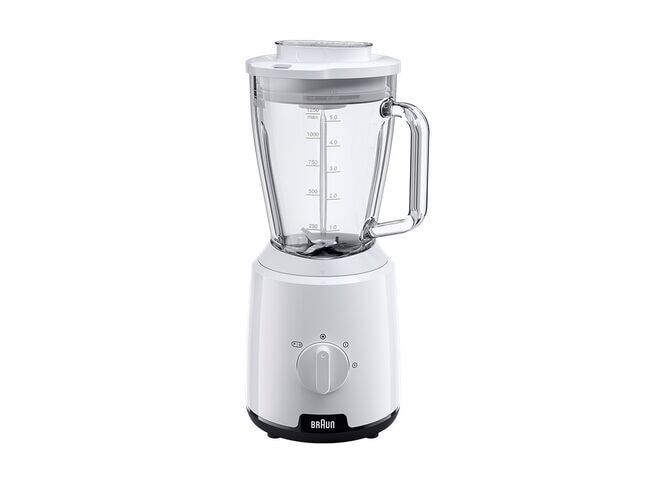 Batidora de vaso Braun JB1050WH - 1,25 L, 600 W, 2 velocidades, Blanca