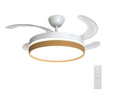 Ventilador techo Artica AVTECHR72BM - Retr&aacute;ctil, 72W, LED, Mando, Temporizador, Blanco Madera