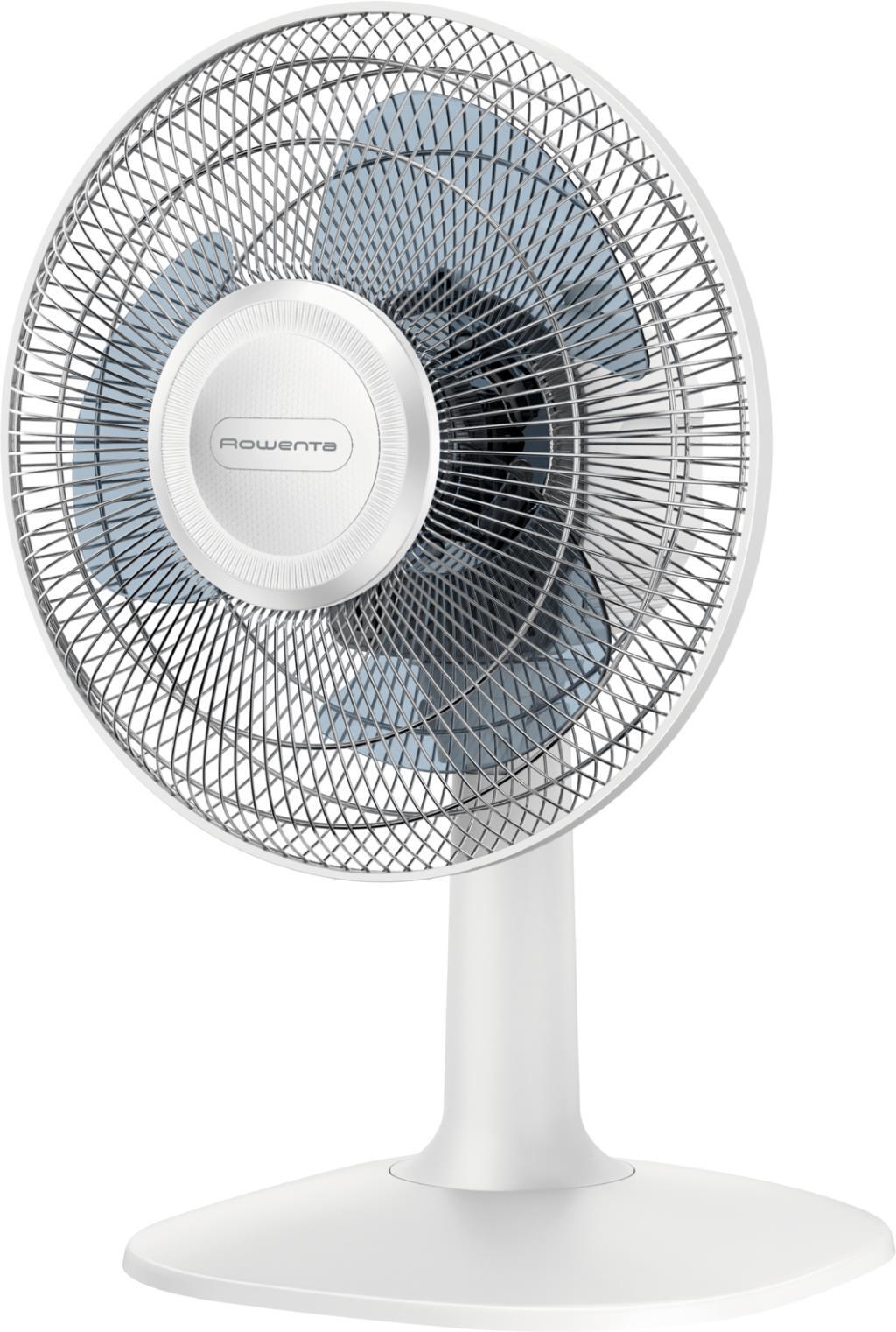 Ventilador Sobremesa Vu2310f0 rowenta 28 de mesa essential+ 25 cm 55w 25cm blanco vu2310 alto rendimiento con modo silencioso 2 velocidades compacto oscilación 20 m3min vu2110 28w