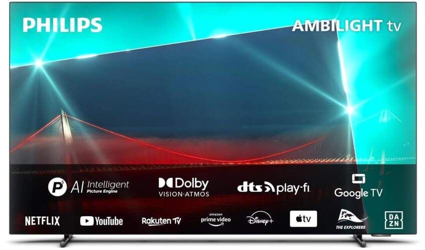 TV 48" Philips 48OLED718/12 - 4K 120Hz, Google TV, Ambilight, Dolby Vision/Atmos 40W, DTS Play-Fi