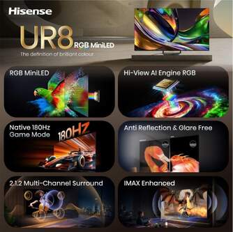 TV HISENSE 75%%%quot; 75UR8S UHD RGBMINILED SMARTTV 180HZ