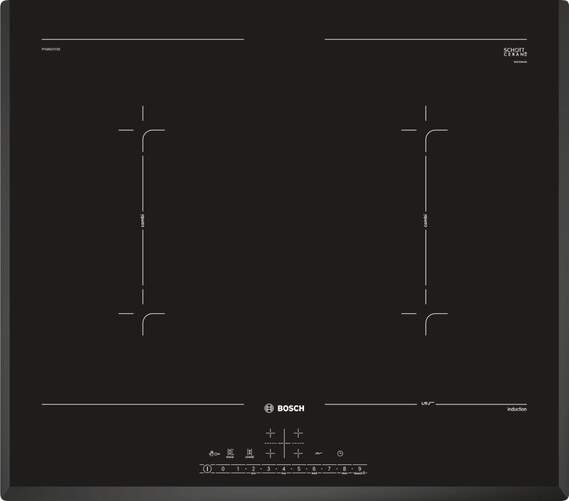 Placa Inducción Bosch PVQ651FC5E - 4 Zonas, 60cm, CombiZone, PerfectFry, DirectSelect, 17 Potencias